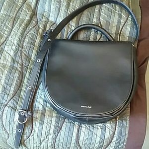 Matt & Nat vegan leather black saddle bag purse